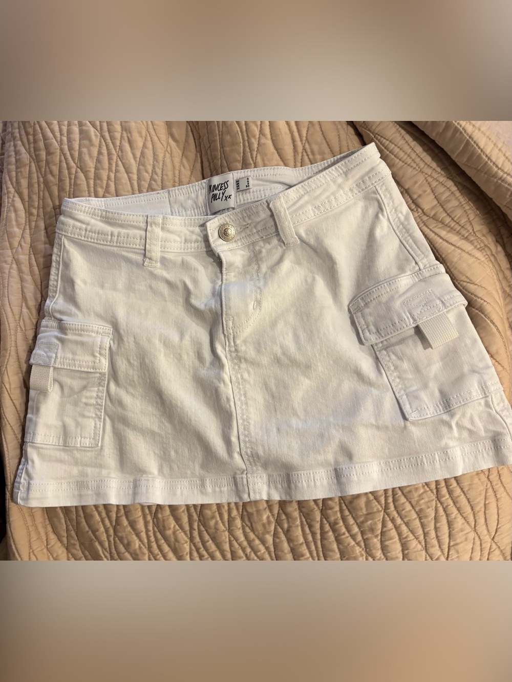 Princess Polly White Denim Cargo Mini Skirt